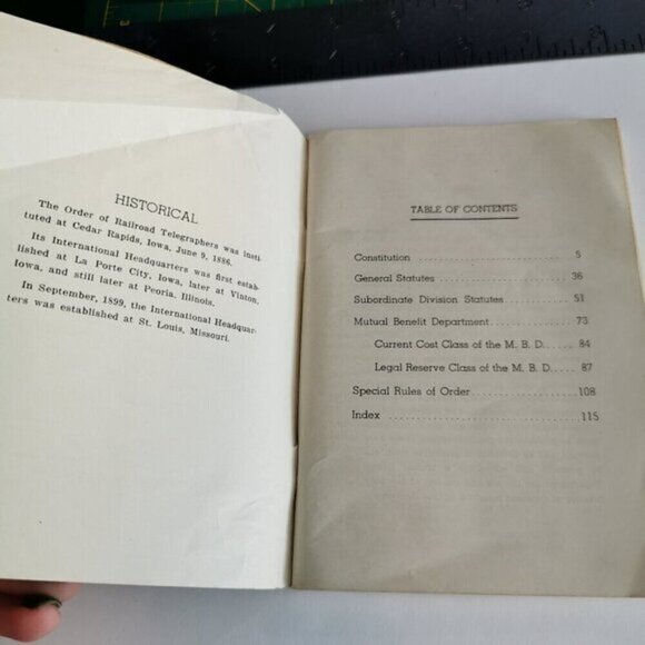 1936 Constitution Railroad Telegraphers Booklet Railway Workers Mutual Benefit - Picture 7 of 10
